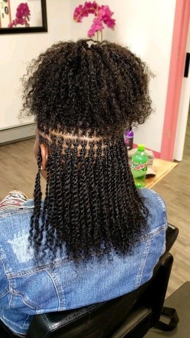 Human hair mini twists ( with extensions)