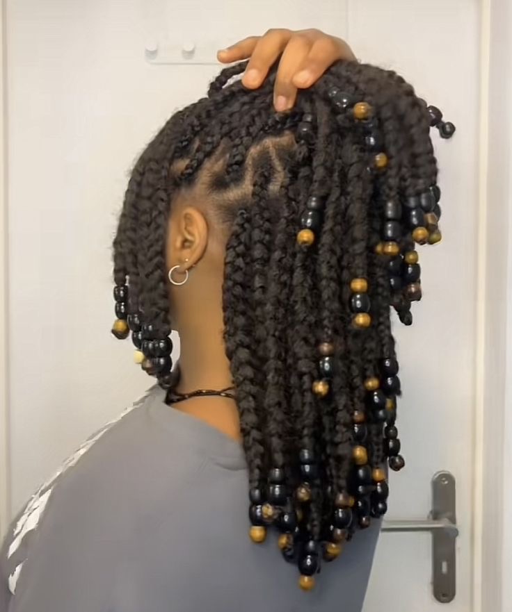 Loose braids with beads (Shoulder length)